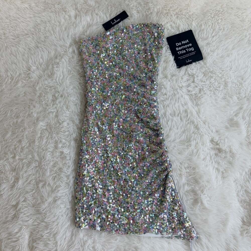 Lulus Multi-Colored Sequin Strapless Mini Dress